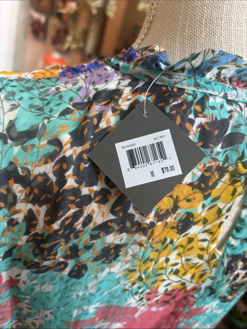 Moda Seta Italy sleeveless blouse colorful abstract floral top made in Italy M - Picture 3 of 12